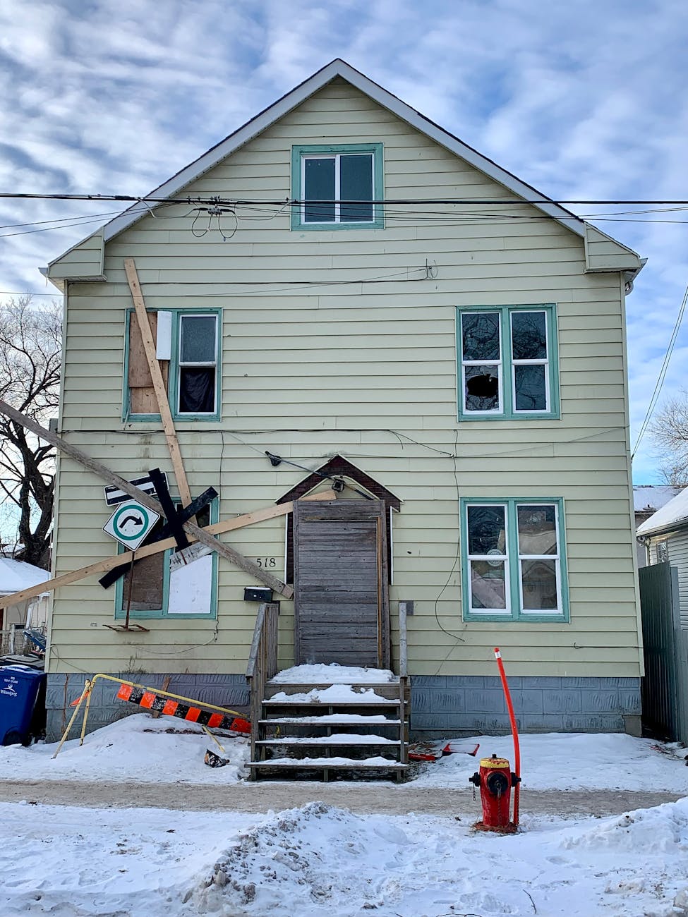 wooden house in winter